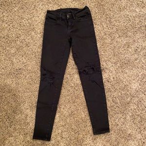 American Eagle black ribbed jeans